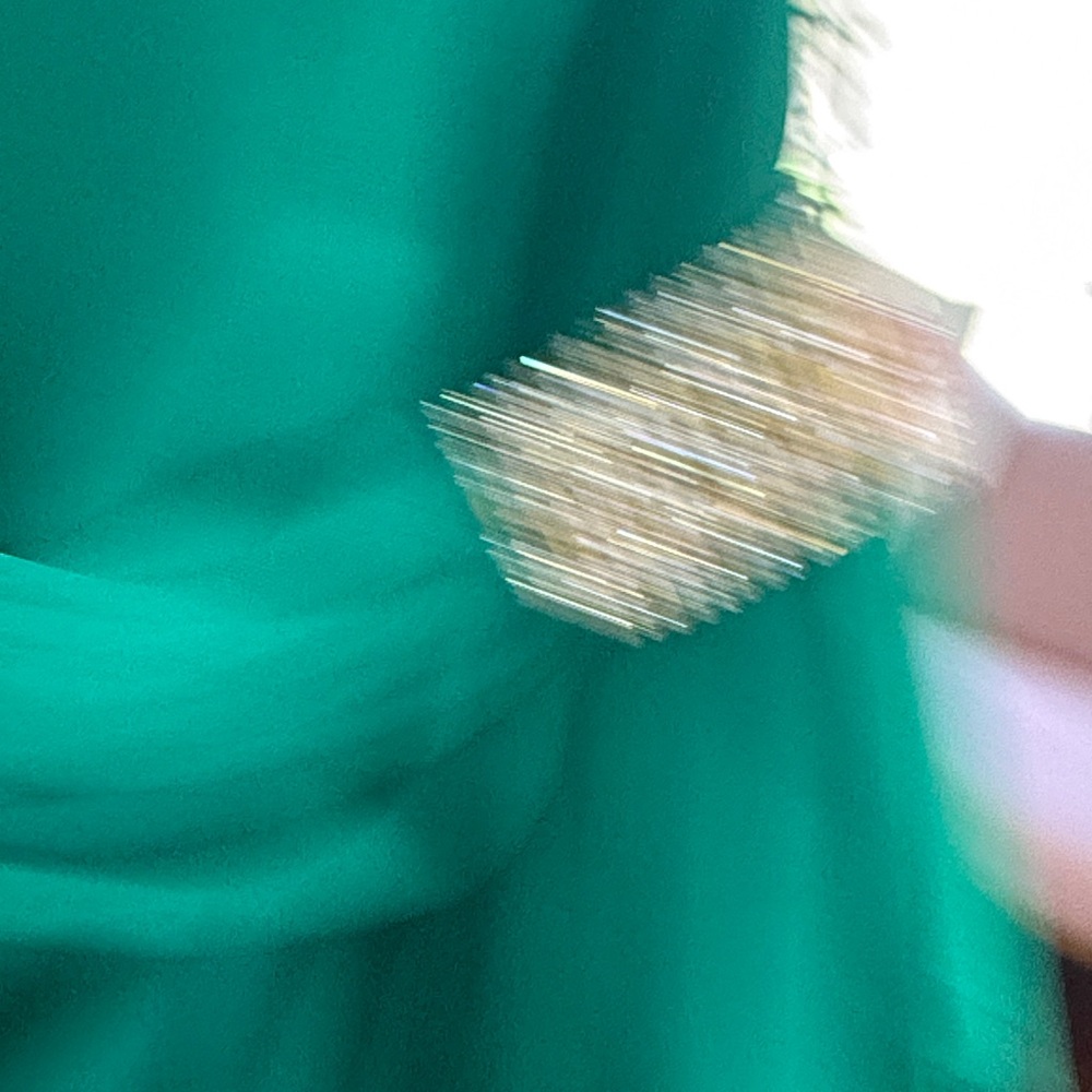 Elegant Green & Gold Bling Evening Cocktail Dress - Picture 6 of 6